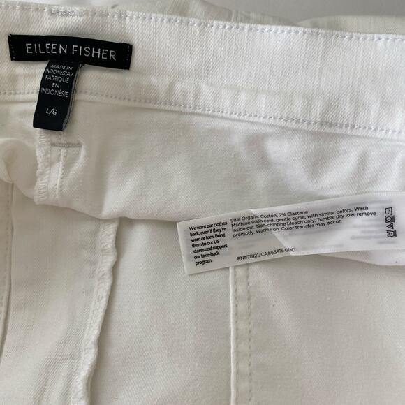 Eileen Fisher Lantern Jeans Size L White Organic Cotton Crop Denim Casual Staple - Picture 11 of 13